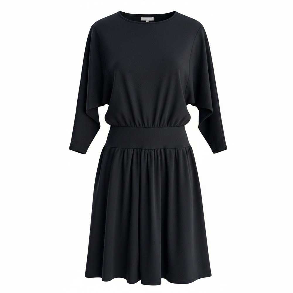 Saint Germain Vintage Womens Black Batwing Dolman‎ 3/4 Sleeve A Line Dress M
